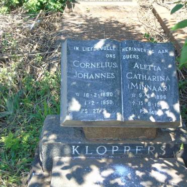 KLOPPERS Cornelius Johannes 1890-1950 & Aletta Catharina MINNAAR 1896-1980