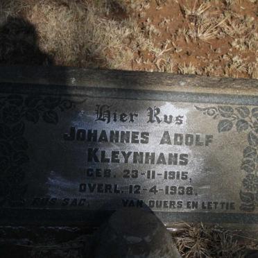 KLEYNHANS Johannes Adolf 1915-1938