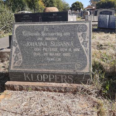 KLOPPERS Johanna Susanna nee PIETERSE 1874-1965