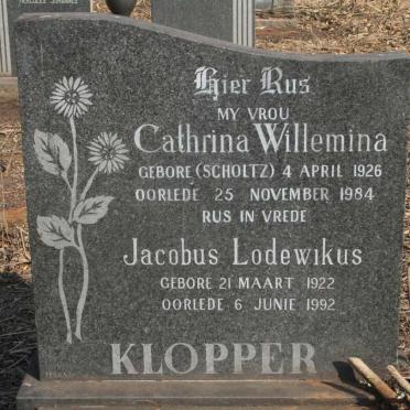KLOPPER Jacobus Lodewikus 1922-1992 & Cathrina Willemina SCHOLTZ 1926-1984