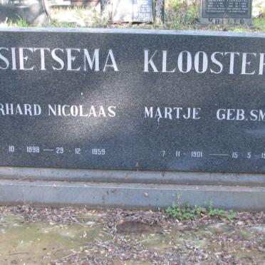 KLOOSTER Gerhard Nicolaas, SIETSEMA 1898-1959 &amp; Martje SMITH 1901-1985