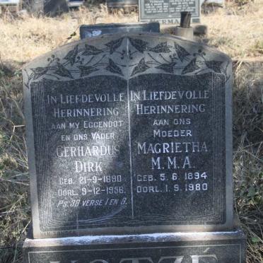 KOTZE Gerhardus Dirk 1890-1956 & Magrietha M.M.A. 1894-1980