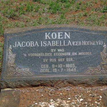 KOEN Jacoba Isabella nee HOFMEYR 1865-1949