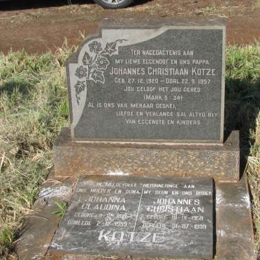 KOTZE Johannes Christiaan 1920-1957 & Johanna Claudina 1921-1999 :: KOTZE Johannes Christiaan 1958-1999
