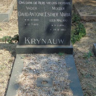 KRYNAUW David Antonie 1882-1972 &amp; Esther Maria MALAN 1894-1963