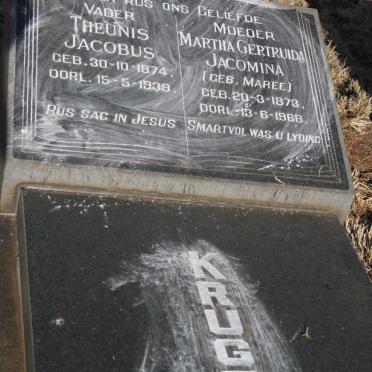 KRUGER Theunis Jacobus 1874-1939 & Martha Gertruida Jacomina MAREE 1873-1968