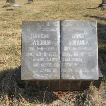 KRUGER Barend Jacobus 1867-1951 & Anna Susanna 1864-1918