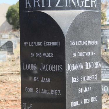 KRITZINGER Louis Jacobus -1967 & Johanna Hendrika STEIJNBERG -1990