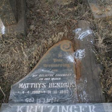 KRITZINGER Matthys Hendrik 1902-1952