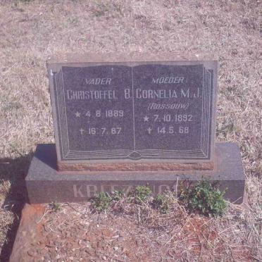 KRITZINGER Christoffel B. 1889-1967 &amp; Cornelia M.J. ROSSOUW 1892-1968