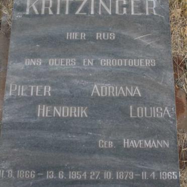 KRITZINGER Pieter Hendrik 1866-1954 & Adriana Louisa HAVEMANN 1879-1965