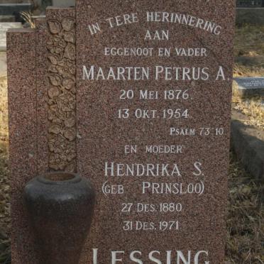 LESSING Maarten Petrus A. 1876-1954 & Hendrika S. PRINSLOO 1880-1971