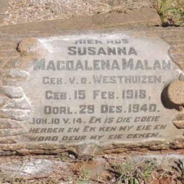 MALAN Susanna Magdalena, nee v.d. WESTHUIZEN 1918-1940