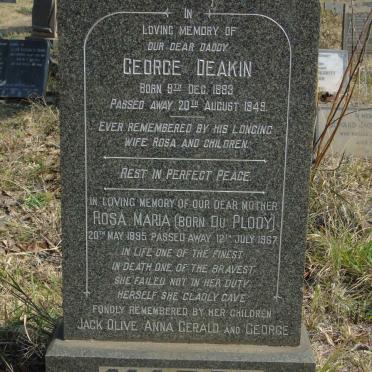 MARSH George Deakin 1883-1949 &amp; Rosa Maria DU PLOOY 1895-1967