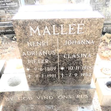 MALLEE Henri Adrianus Pieter 1889-1981 & Johanna Clasina 1900-1983