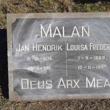 MALAN Jan Hendrik 1874-1961 &amp; Louisa Frederika 1888-1981
