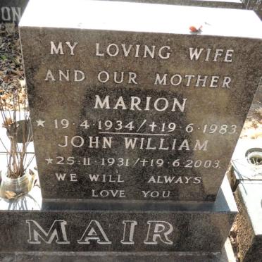 MAIR John William 1931-2003 & Marion 1934-1983