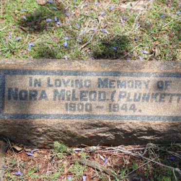 McLEOD Nora nee PLUNKETT 1900-1944