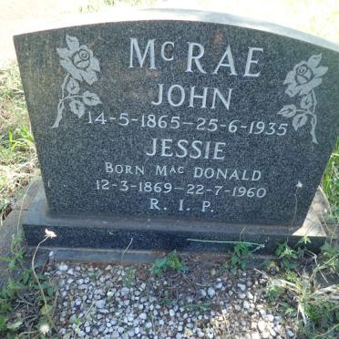 McRAE John 1865-1935 &amp; Jessie Mac DONALD 1869-1960