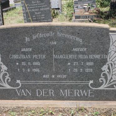 MERWE Christiaan Pieter, van der 1880-1966 &amp; Marguerite Hilda Henrietta 1886-1959