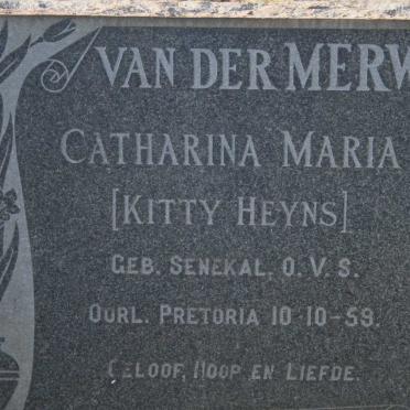 MERWE Catharina Maria, van der nee HEYNS -1959