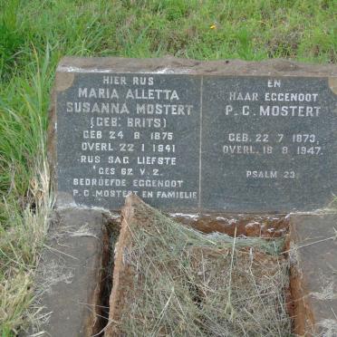 MOSTERT P.C. 1873-1947 &amp; Maria Alletta Susanna BRITS 1875-1941