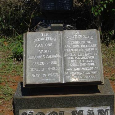 MOOLMAN Johannes Zacharias 1881-1956 & Aletta Catharina V.D. HEEVER 1889-1949