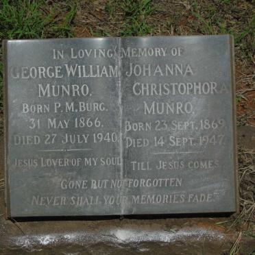 MUNRO George William 1866-1940 & Johanna Christophora 1869-1947