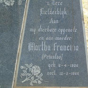 OOSTHUYSE Martha Francina nee PRINSLOO 1906-1965