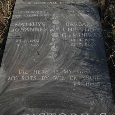 PISTORIUS Matthys Johannes 1903-1978 &amp; Barbara Christina MURRAY 1909-2002