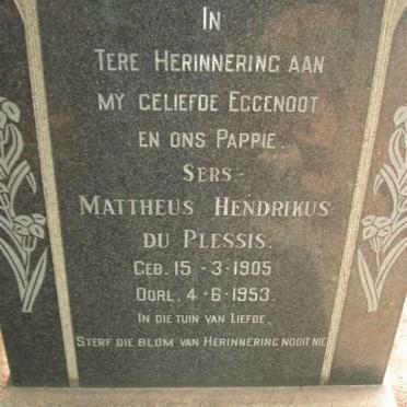 PLESSIS Mattheus Hendrikus, du 1905-1953