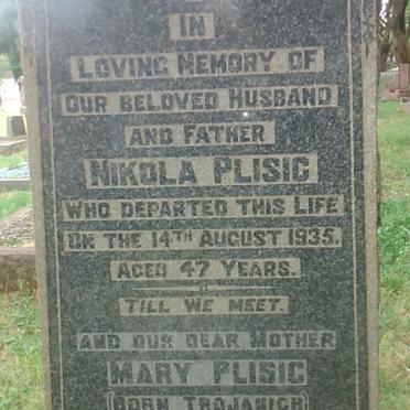 PLISIC Nikola -1935 &amp; Mary TROJANICH 1907-1975