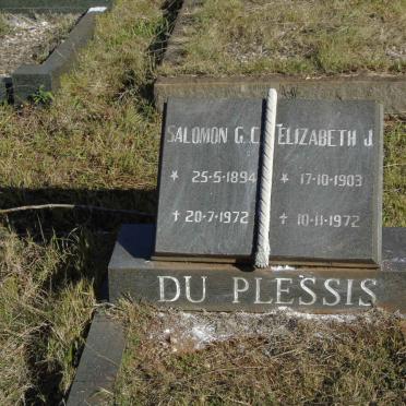 PLESSIS Salomon G.C., du 1894-1972 &amp; Elizabeth J. 1903-1972