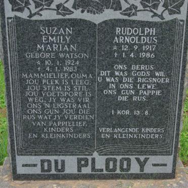 PLOOY Rudolph Arnoldus, du 1917-1986 &amp; Suzan Emily Marian WATSON 1924-1983