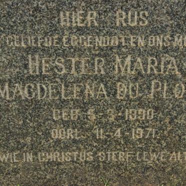PLOOY Hester Maria Magdelena, du 1890-1971