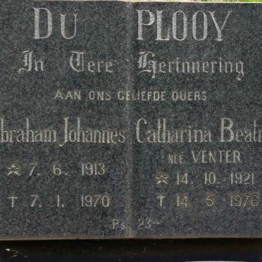 PLOOY Abraham Johannes, du 1913-1970 &amp; Catharina Beatrix VENTER 1921-1976