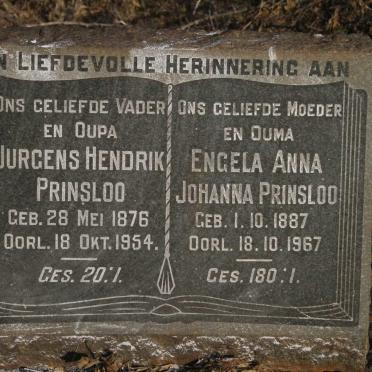 PRINSLOO Jurgens Hendrik 1876-1954 & Engela Anna Johanna 1887-1967