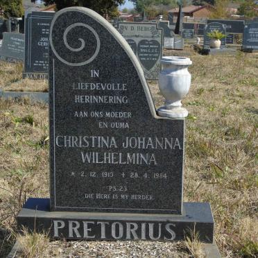 PRETORIUS Christina Johanna Wilhelmina 1913-1984