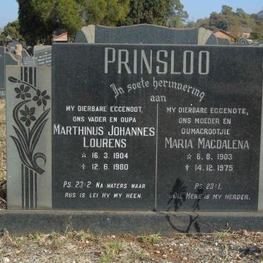 PRINSLOO Marthinus Johannes Lourens 1904-1980 &amp; Maria Magdalena 1903-1975