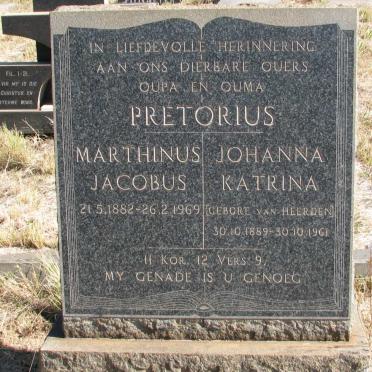 PRETORIUS Marthinus Jacobus 1882-1969 &amp; Johanna Katrina VAN HEERDEN 1889-1961