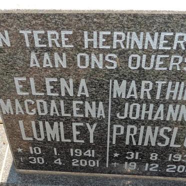 PRINSLOO Marthinus Johannes 1934-2002 & Elana Magdalena LUMLEY 1941-2001