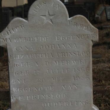 PRINSLOO Anna Johanna Elizabetha nee V.D. MERWE 1866-1956