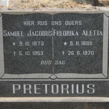 PRETORIUS Samuel Jacobus 1873-1953 & Fredrika Aletta 1888-1970