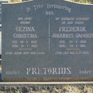 PRETORIUS Frederik Johannes Jacobus 1889-1961 &amp; Gezina Christina 1892-1980