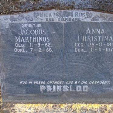 PRINSLOO Anna Christina 1918-1975 :: PRINSLOO Jacobus Marthinus 1952-1956 