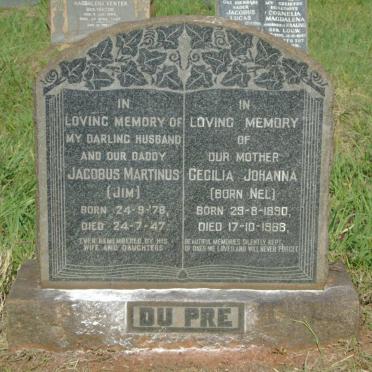 PRE Jacobus Martinus, du 1878-1947 & Cecilia Johanna NEL 1890-1968