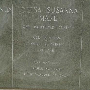 MARE Louisa Susanna nee RADEMEYER 1926-1980