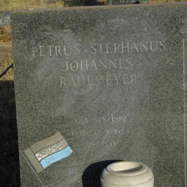 RADEMEYER Petrus Stephanus Johannes 1882-1954 