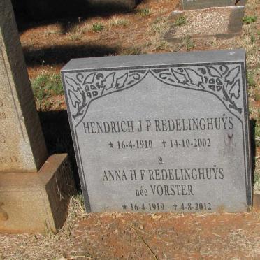 REDELINGHUYS Hendrich J.P. 1910-2002 & Anna H.F. VORSTER 1919-2012