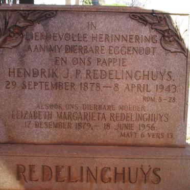 REDELINGHUYS Hendrik J.P. 1878-1943 & Elizabeth Margarieta 1879-1956